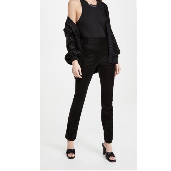 Good American High Waist Vegan Leather Black Croc Exec Pants Size Small 1 NWT - Picture 2 of 13